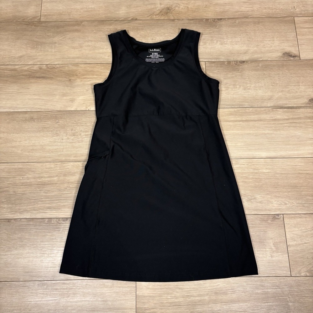 LL Bean Athletic Dress Lycra Black Side Zip Pocket Medium #288940 Stretch